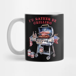 I'd Rather Be Grilling, Watercolor Design BBQ Party Mug